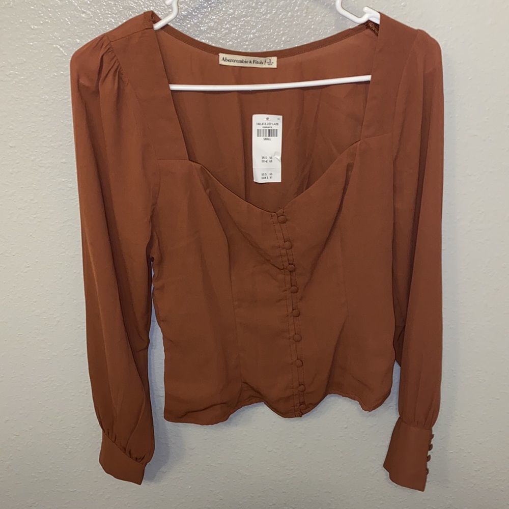 Abercrombie & Fitch Button Front Puff Sleeve Blou… - image 1